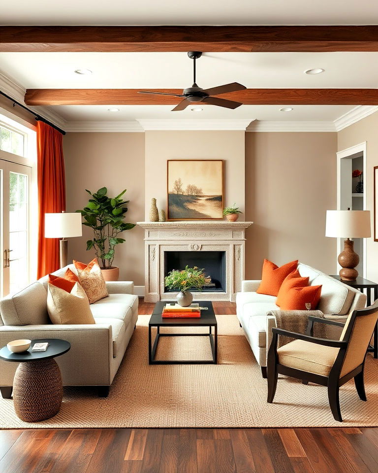 cozy earthy color accents for living room