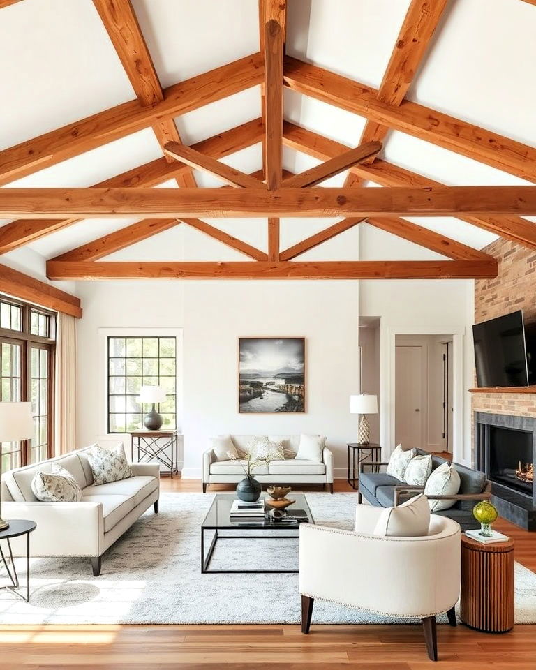 cozy exposed wood beams