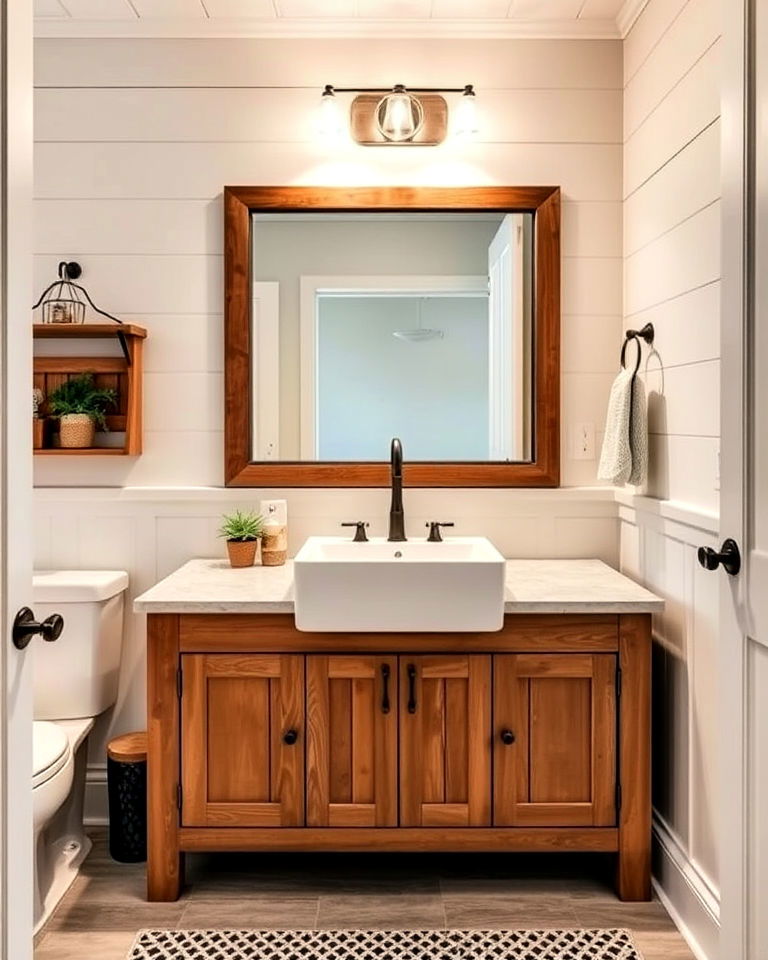 cozy farmhouse sink for the vanity