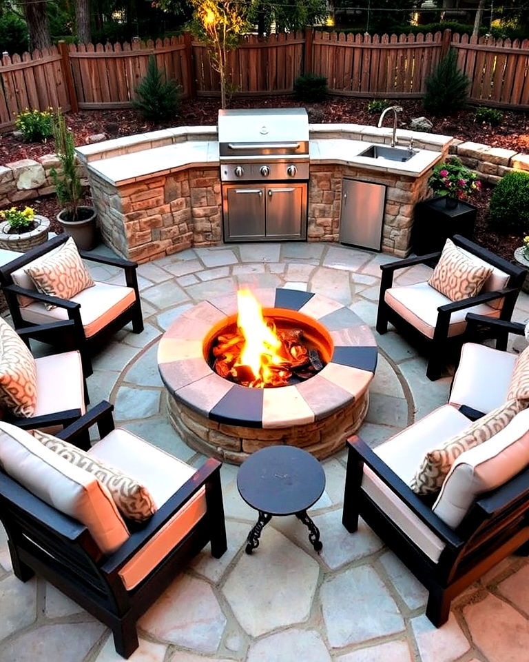 cozy fire pit bbq area