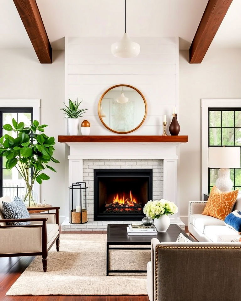 cozy fireplace focus for a transitional living room