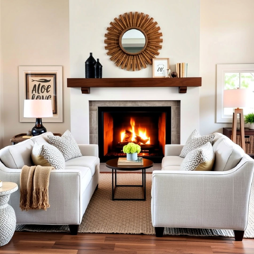 cozy loveseats for fireplace seating