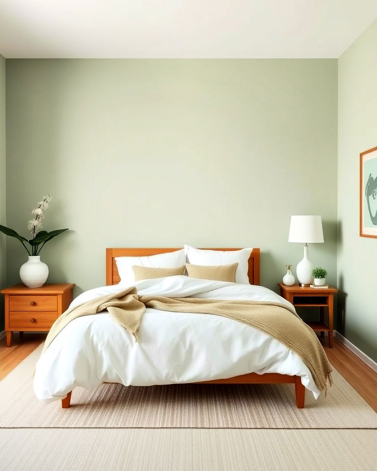 cozy sage green bedroom walls