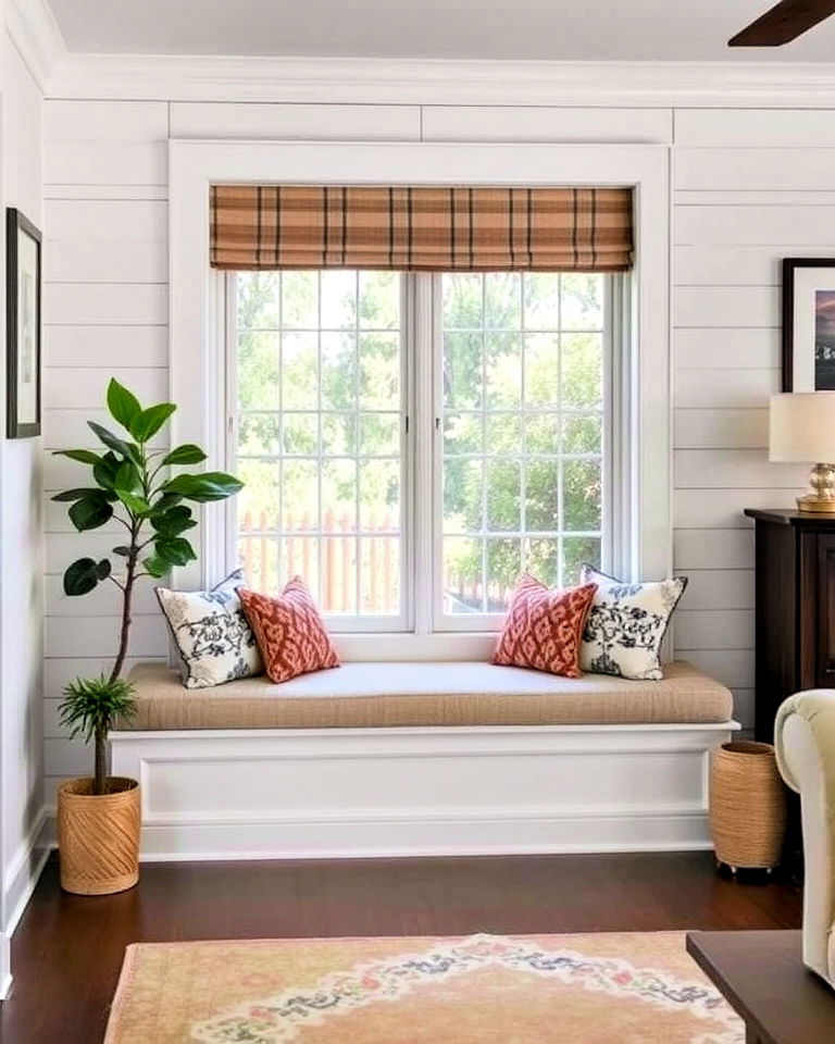 cozy shiplap for built in window seats