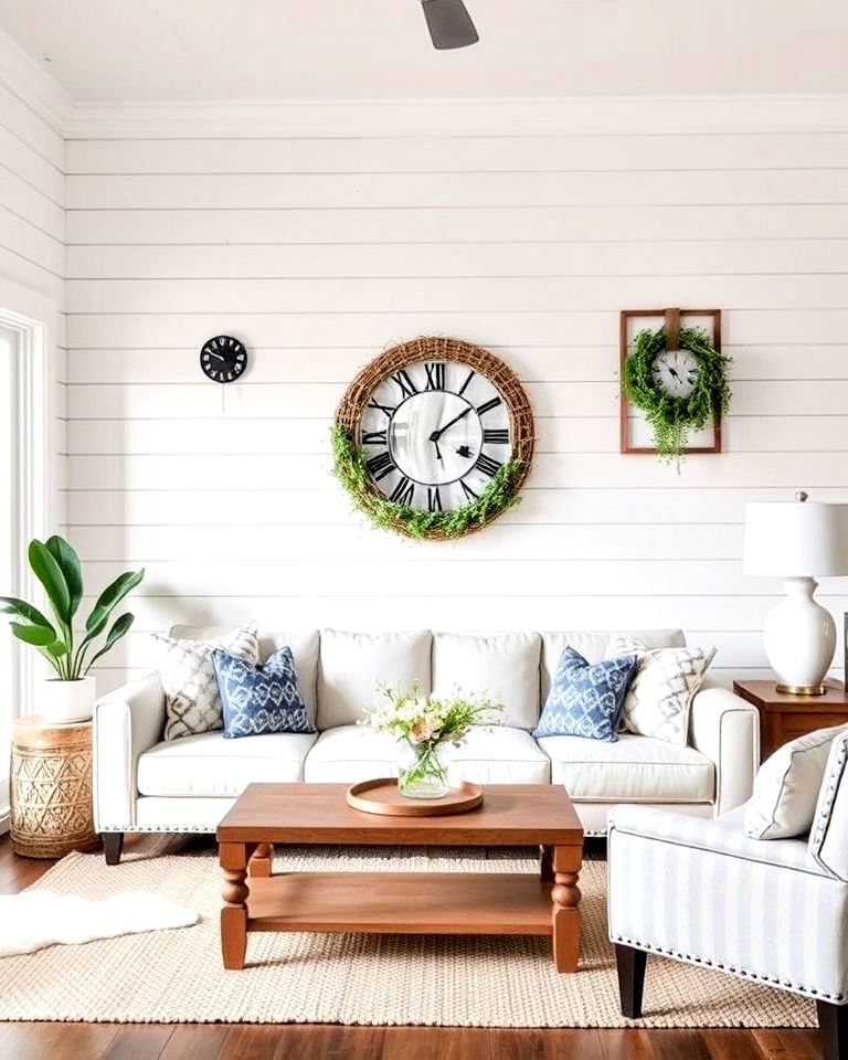 cozy shiplap walls for living room