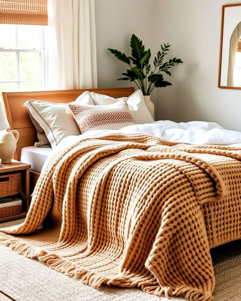 cozy tan throw blanket