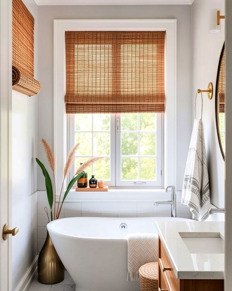 cozy woven wood shades for a rustic look