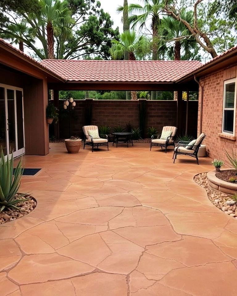 cracked earth style concrete patio