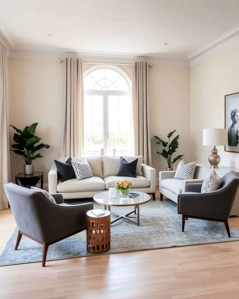 cream and gray pairing living room