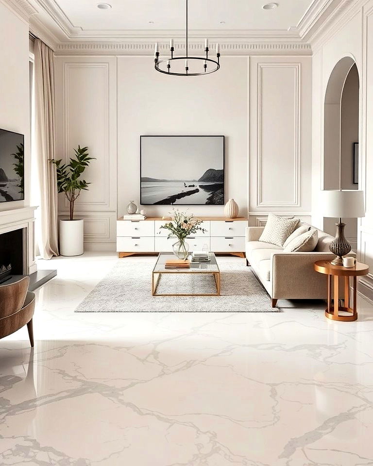 cream and grey marble combination for subtle contrast