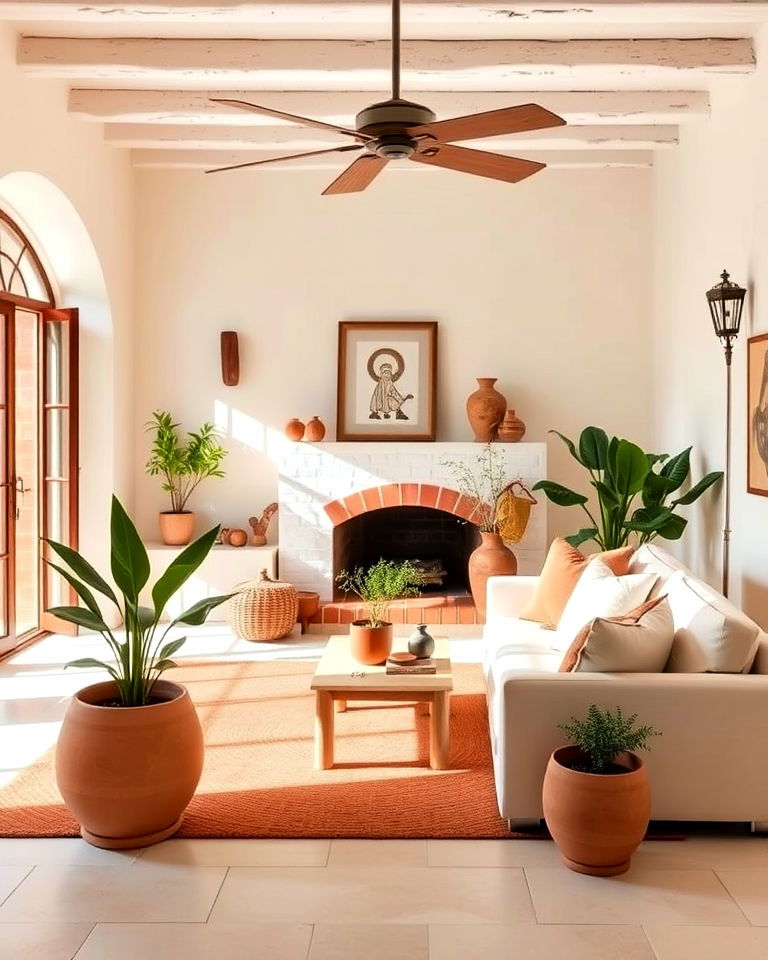 cream and terracotta elements living room