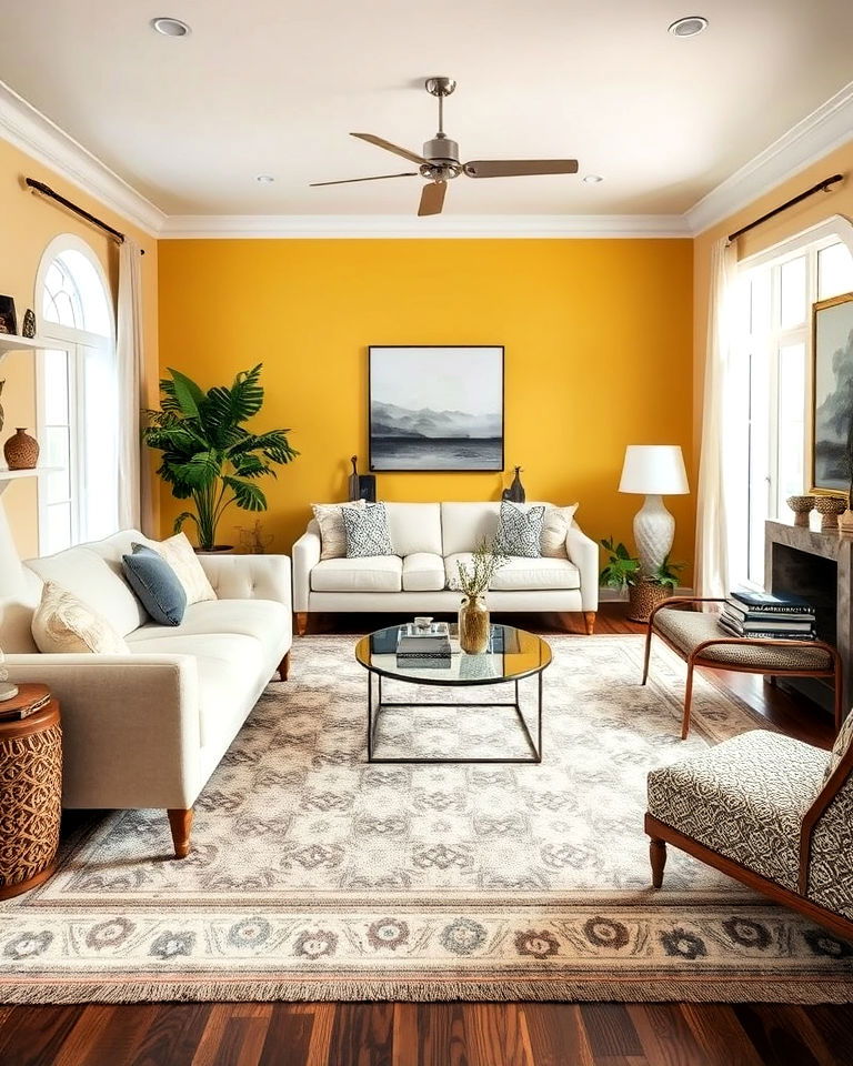 cream couch with area rug design