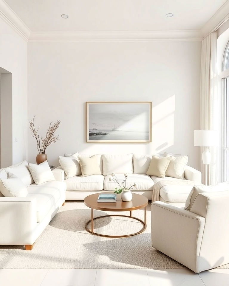 cream couch with monochrome living room