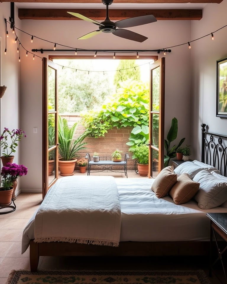 create a courtyard feel for mediterranean bedroom