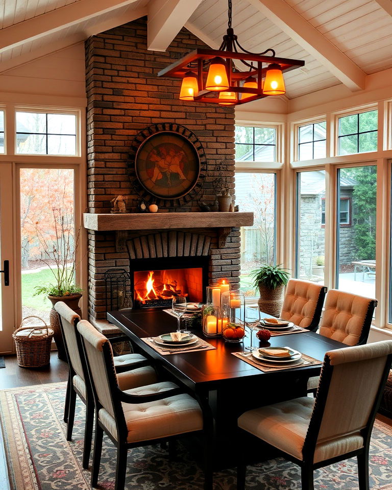 create a cozy ambiance with a fireplace