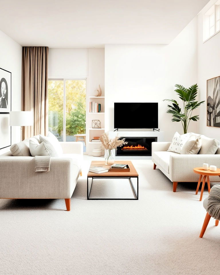 create a cozy atmosphere with light grey carpet