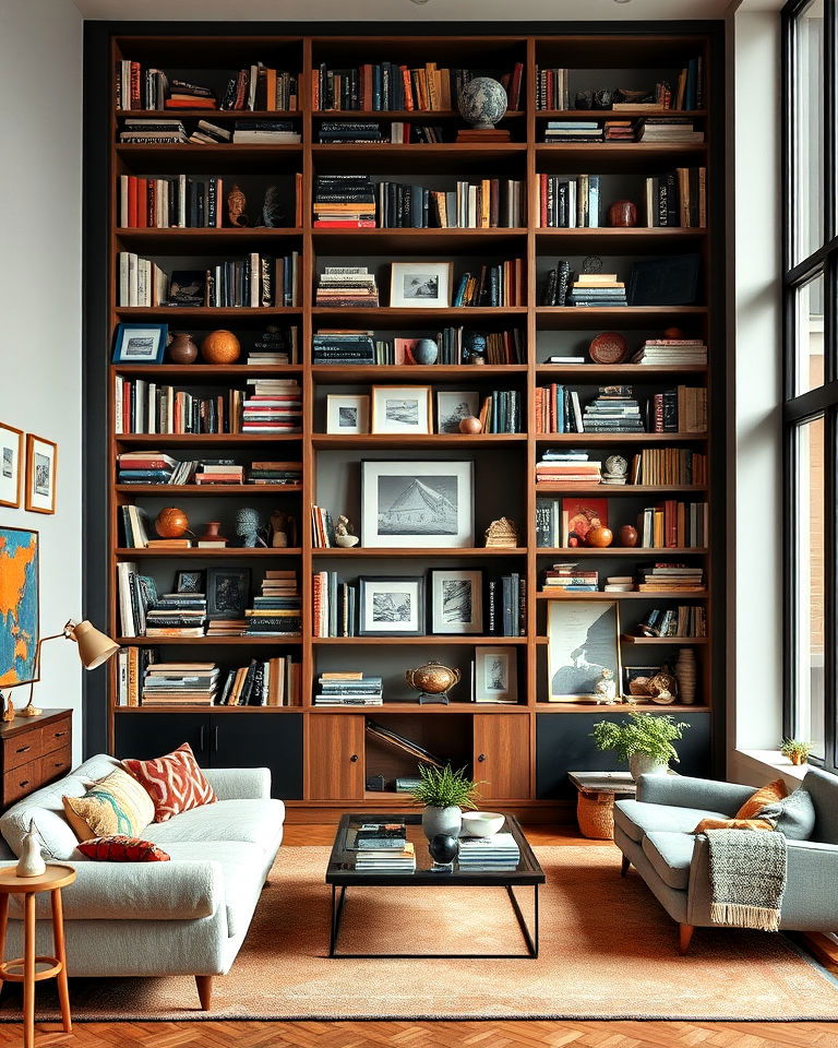 create a gallery effect with open shelving