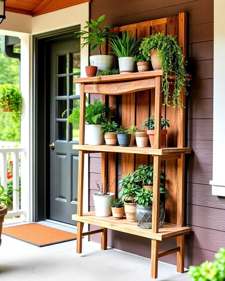 create a rustic plant shelf