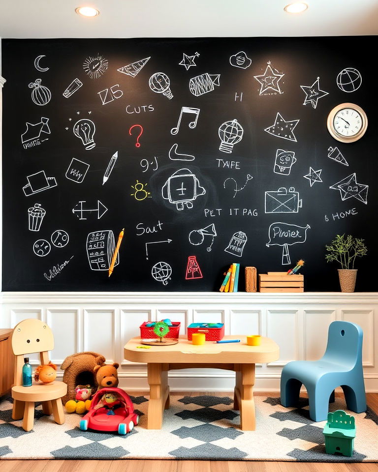 creative playroom chalkboard wall
