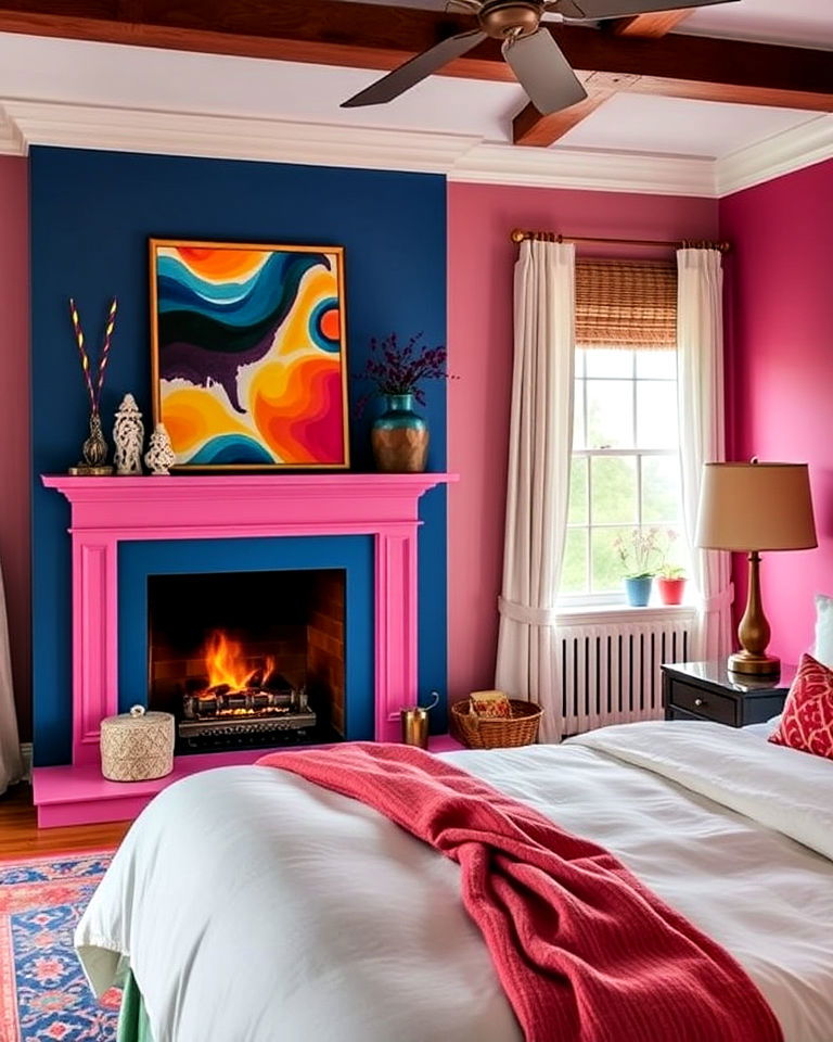 creativity statement fireplace with bold colors