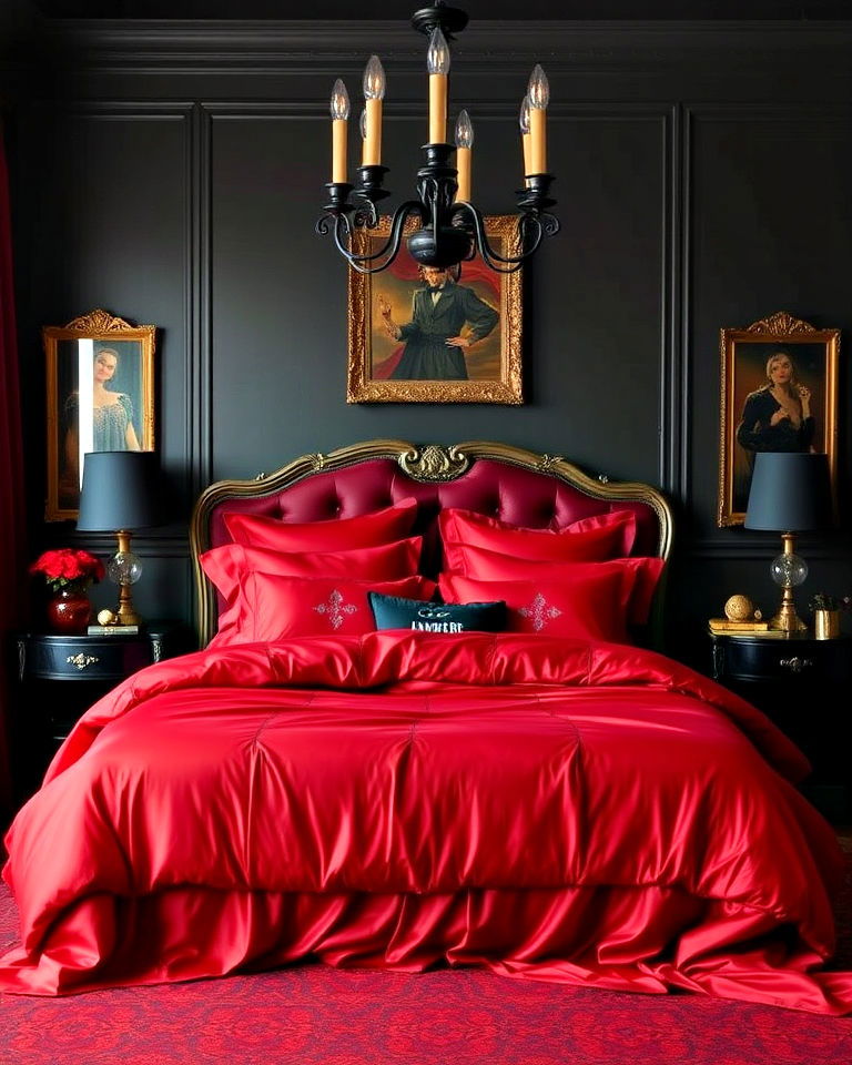 crimson bedding for vampire bedroom