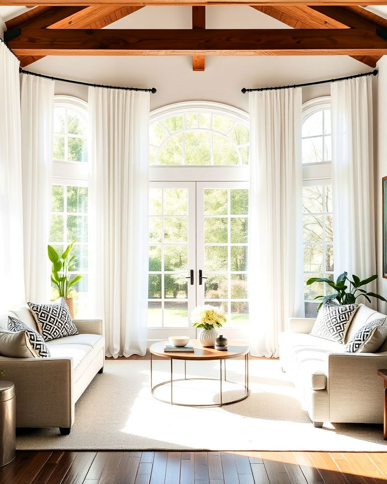 crisp white curtains for magnolia living room