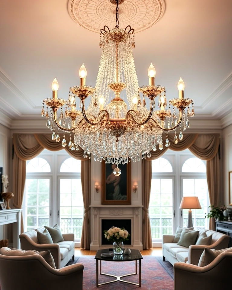 crystal chandelier victorian living room