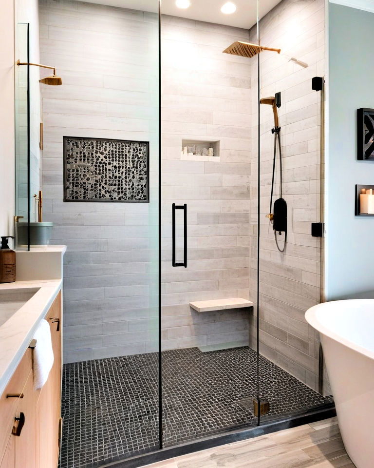 curbless shower for smaller bathroom layouts
