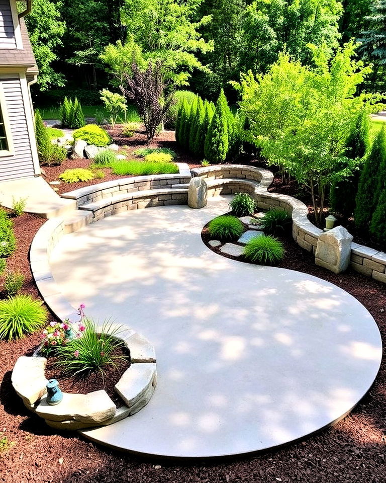 curved concrete patio design