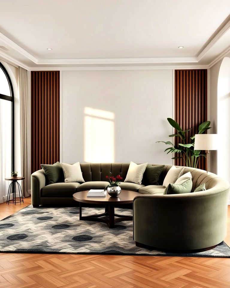 curved sofa for art deco living room