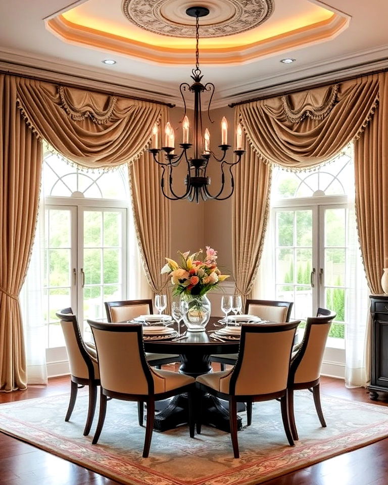 custom drapes for a unique dining room look