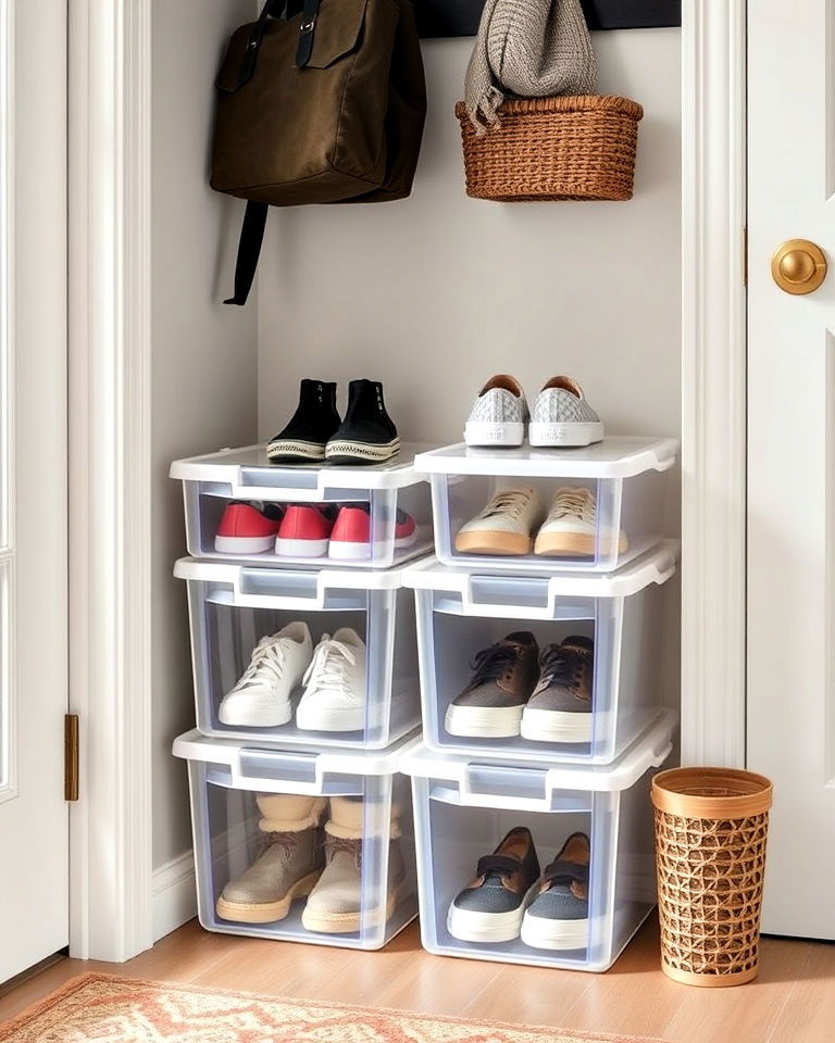 customizable stackable shoe bins