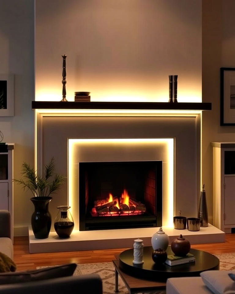 customized led strip fireplace lighting