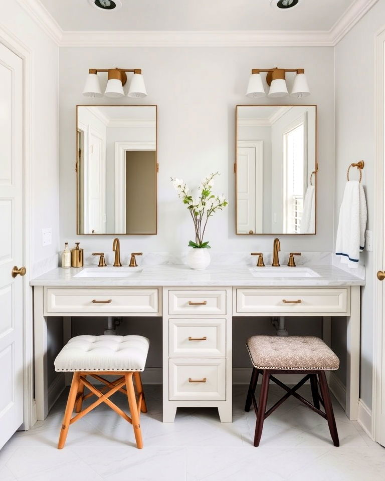 customized vanity stools for his and her bathroom