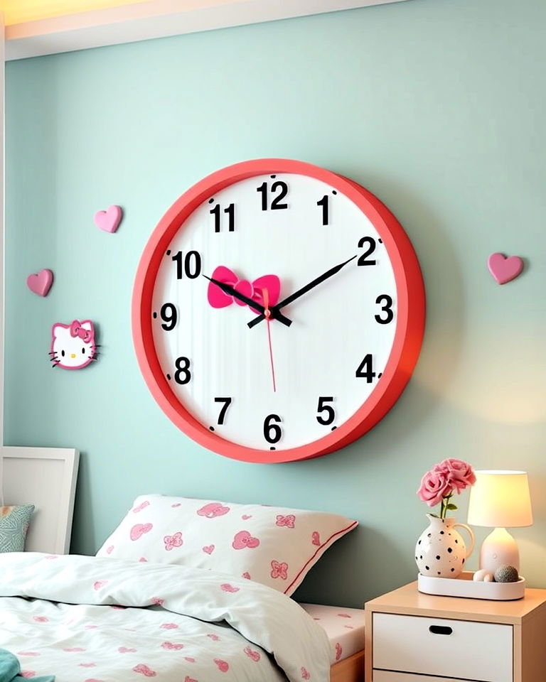 cute hello kitty bedroom wall clock decor