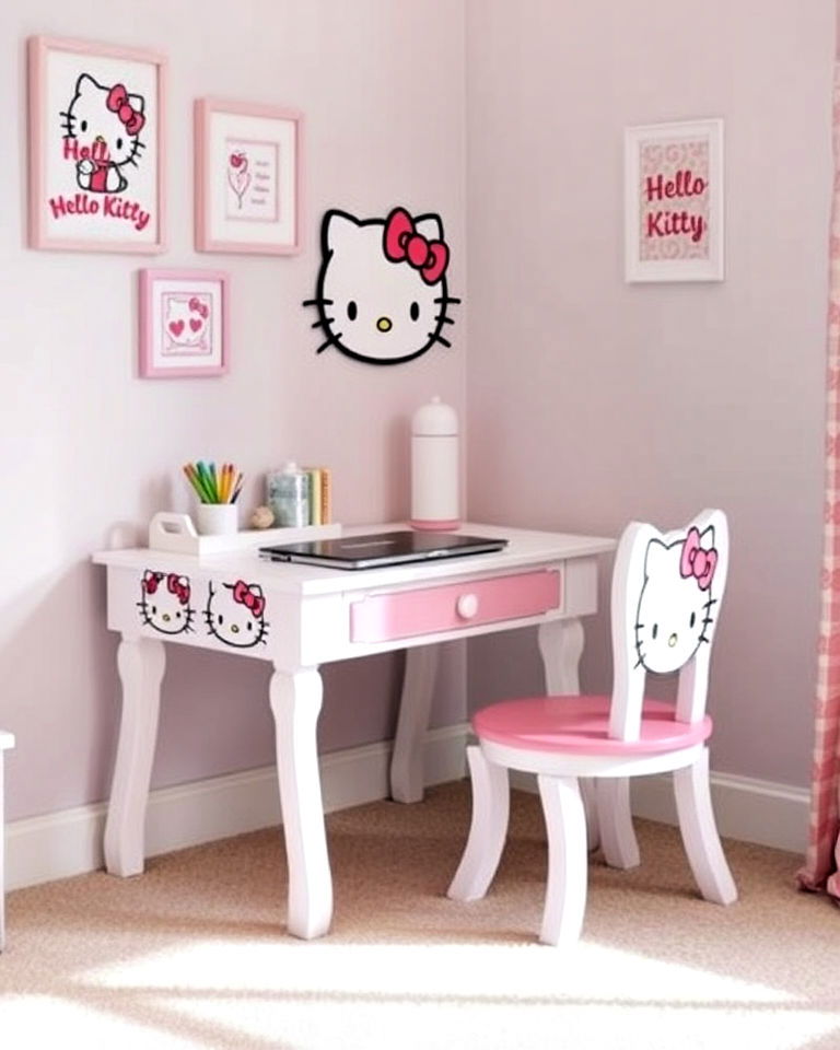 cute hello kitty desk and chair set