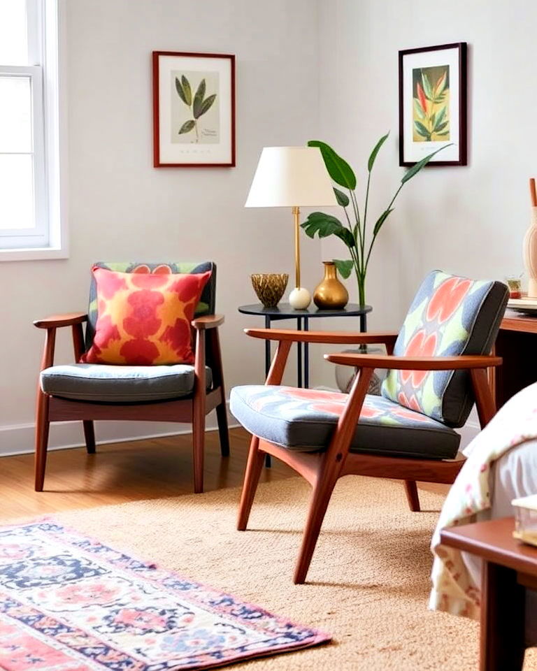 danish modern chairs to a 1960s themed bedroom