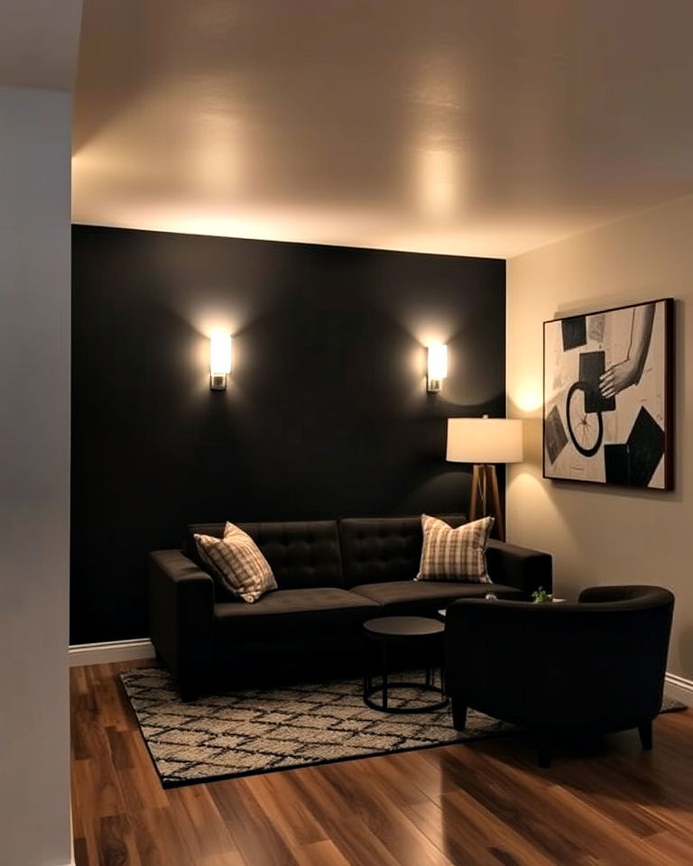 dark and moody paint accent wall
