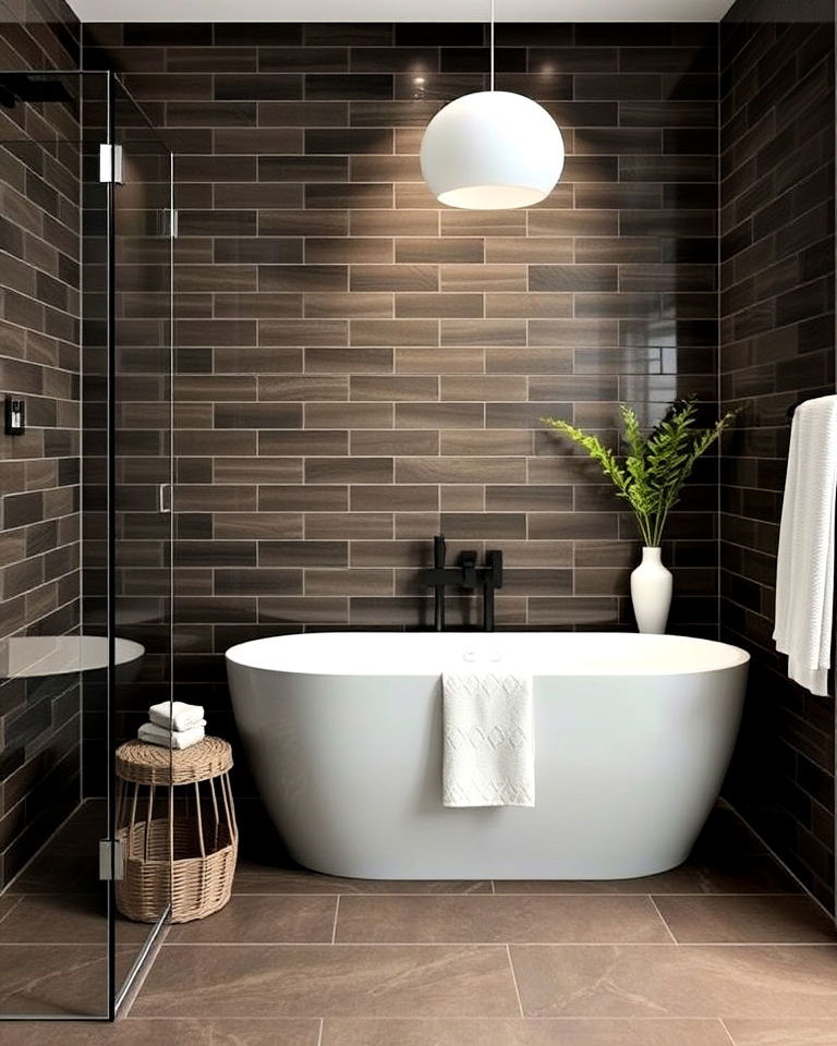 dark brown tiles to bring a bold look to any bathroom