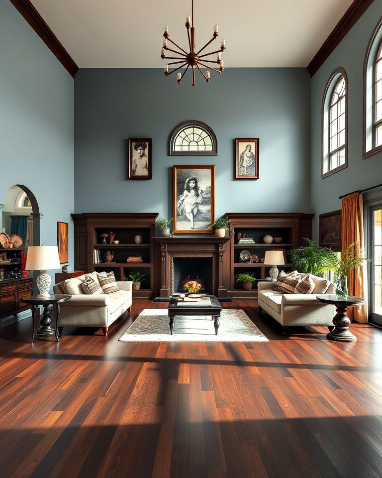 dark floor to enhance architectural features