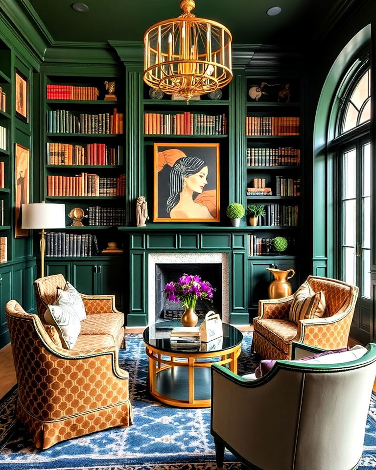 dark green and art deco accents