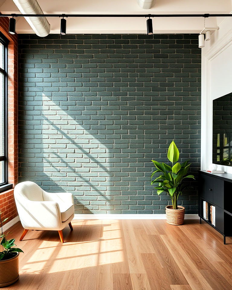dark green brick accent wall for industrial charm