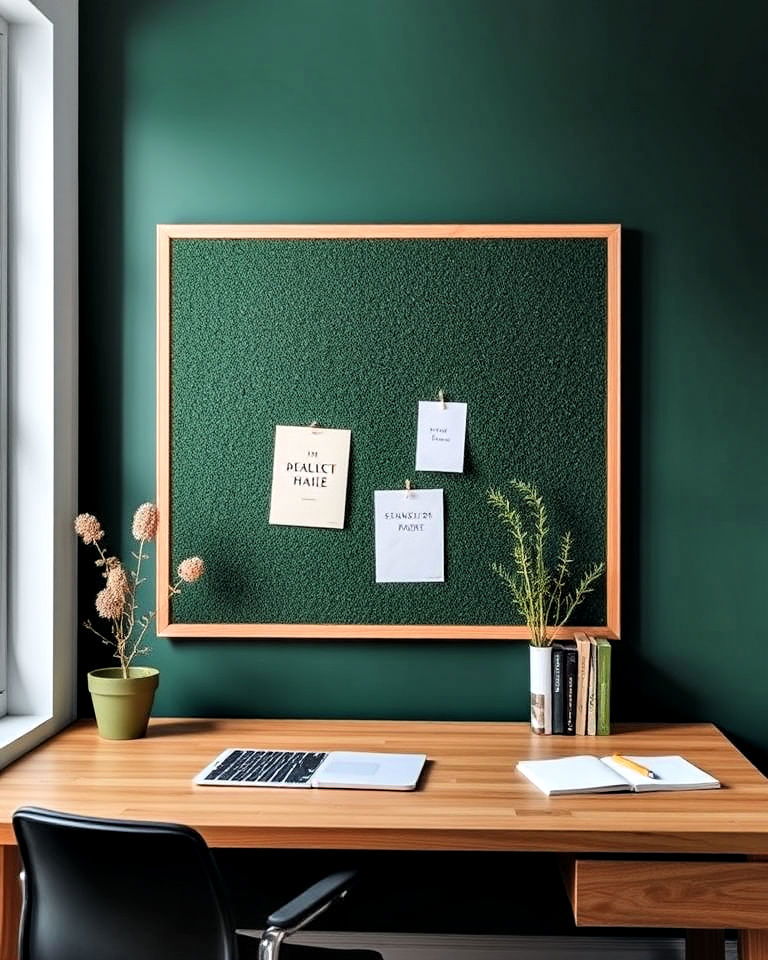 dark green corkboard