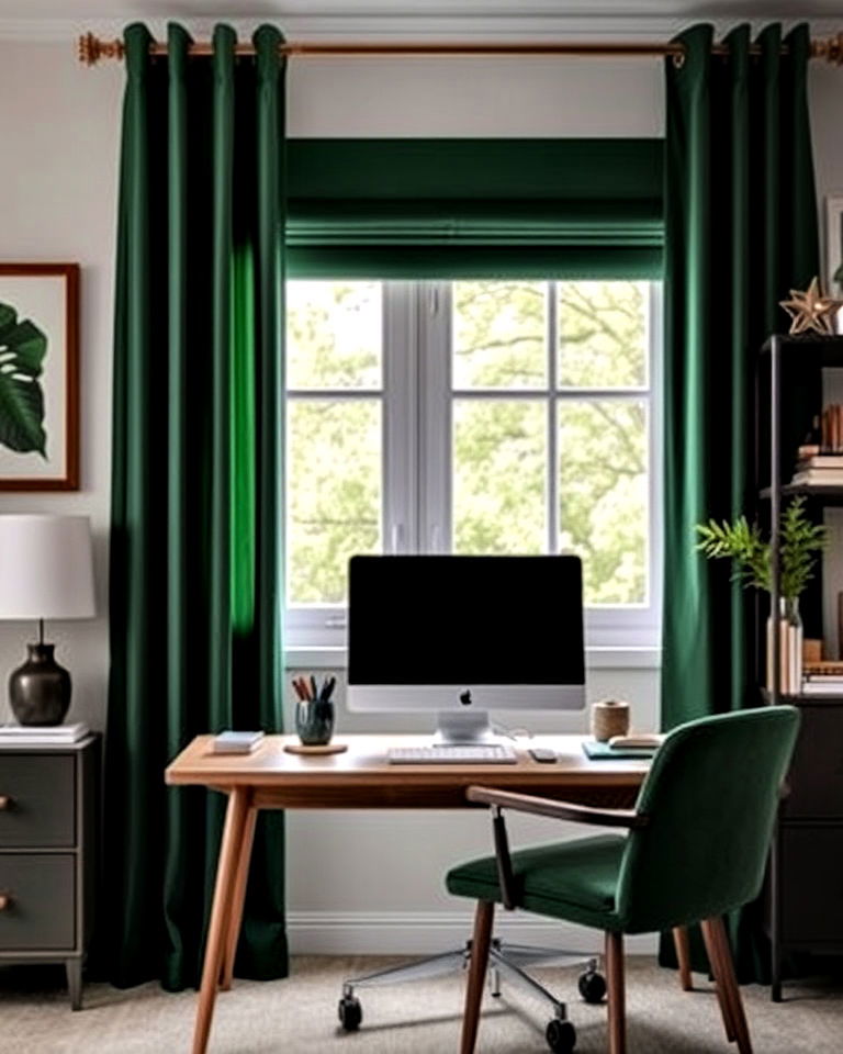 dark green curtains