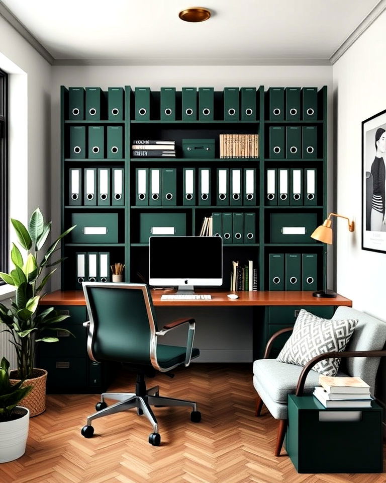 dark green filing folders