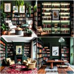 dark green home library ideas