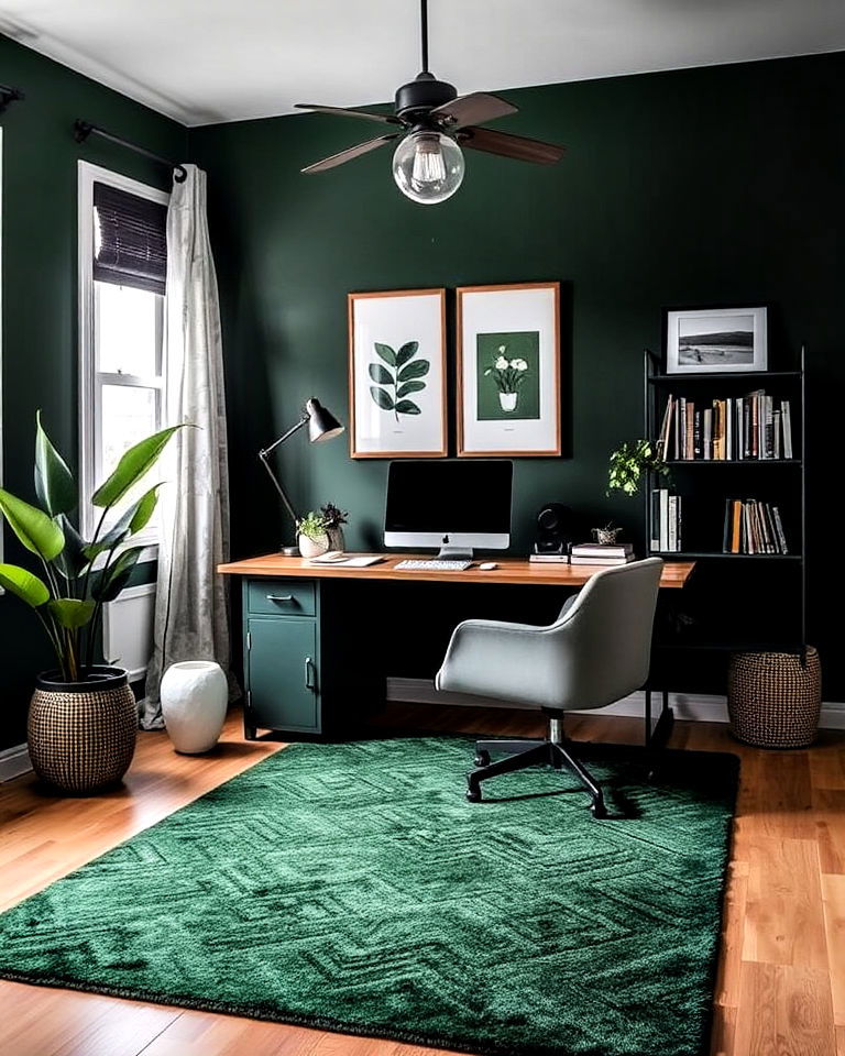 dark green office rug