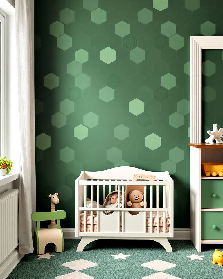 dark green wallpaper with geometric patterns