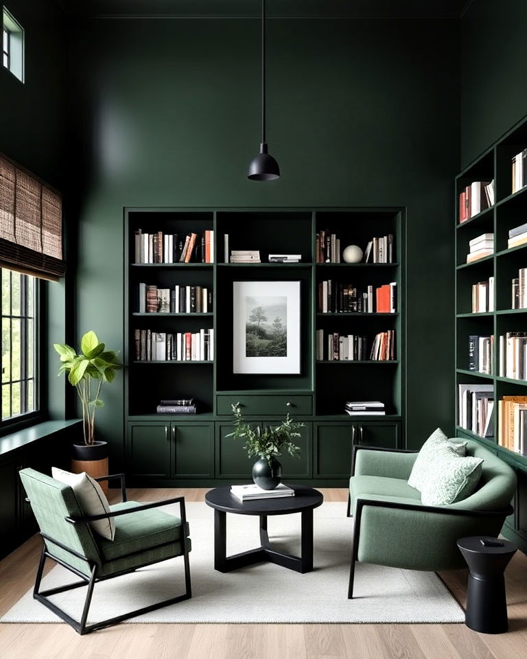 dark green with minimalist design