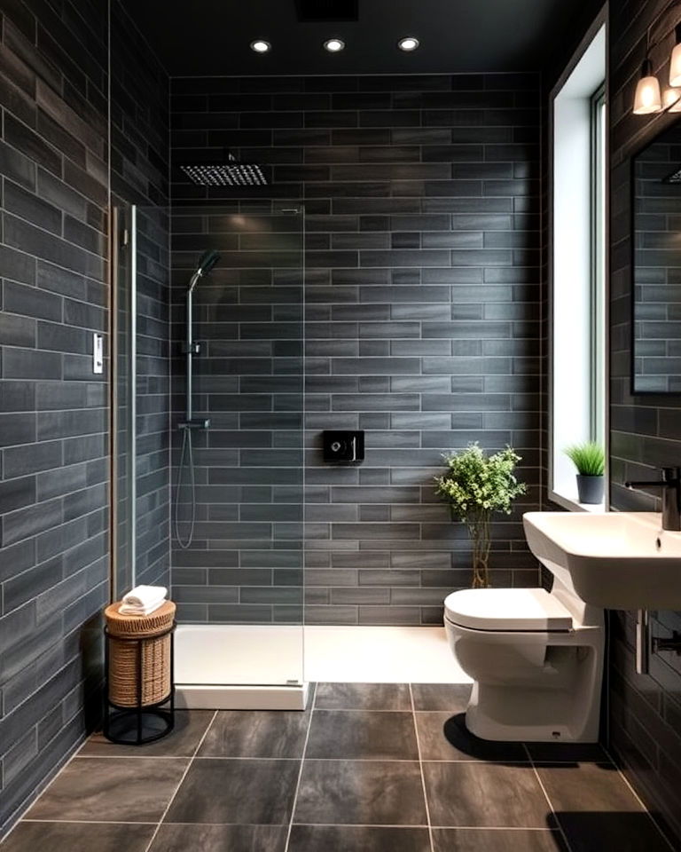 dark grey tiles for a dramatic look